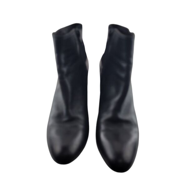 AGL Wedge Heel Ankle Booties Womens 37.5 7.5 Black Leather Rocker Glam Buckles - Picture 6 of 13